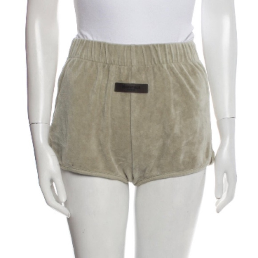 Essentials Fear of God high waisted velour mint shorts